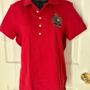 Lauren Ralph Lauren Red Polo Shirt with Gold Buttons